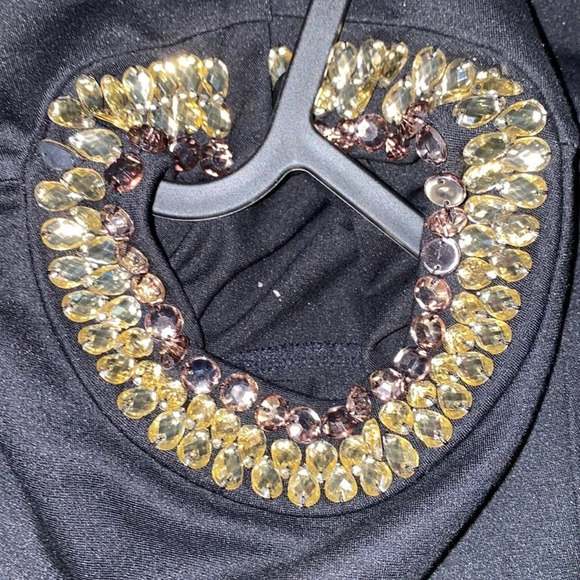 H&M black rhinestone neck detail  tunic Mini dress Sz S - Picture 9 of 11